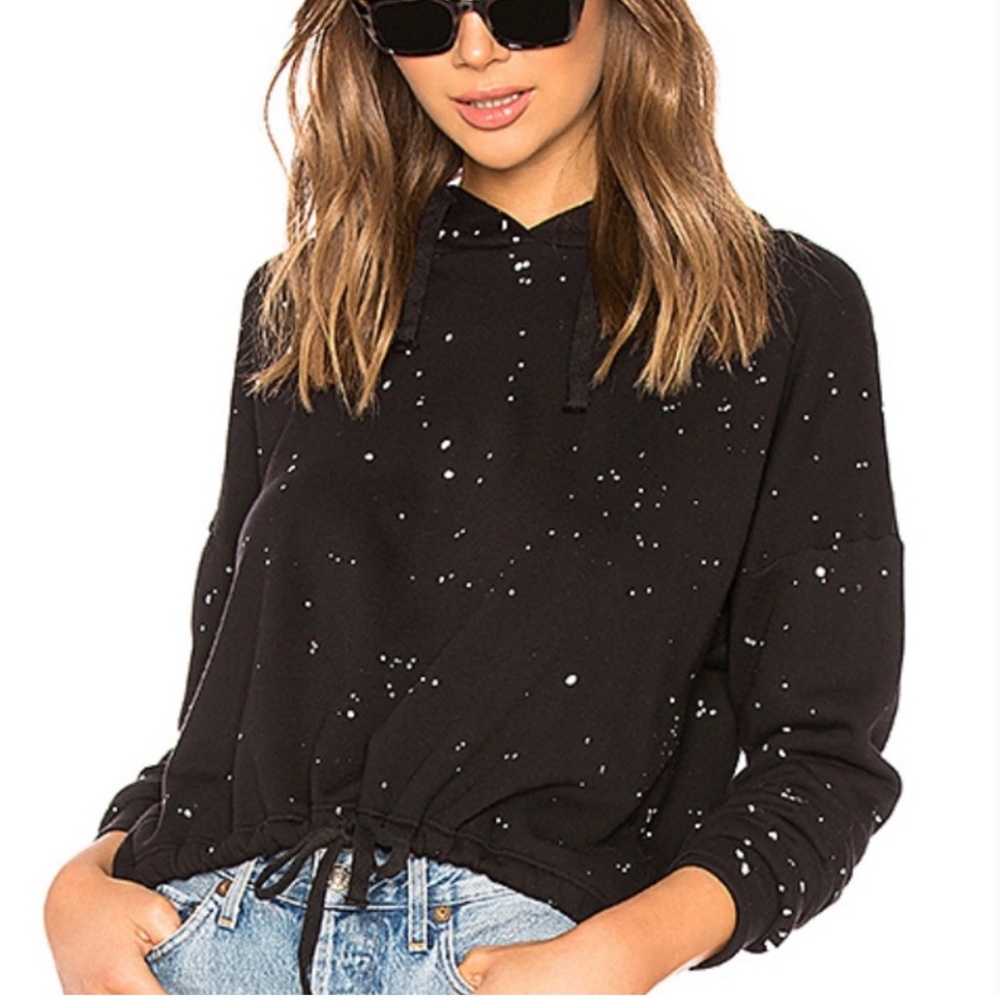 LAMade Revolve Black Splatter Cropped Hoodie LA Made Sweatshirt Medium M